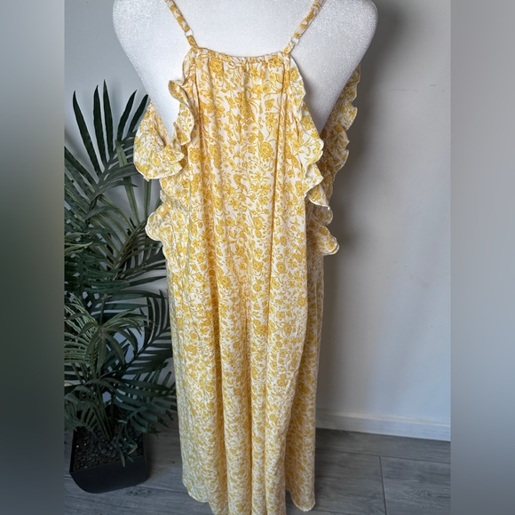Old Navy Women’s Ruffled Satin Golden Floral Sleeveless Maxi Dress size XL - Picture 6 of 12